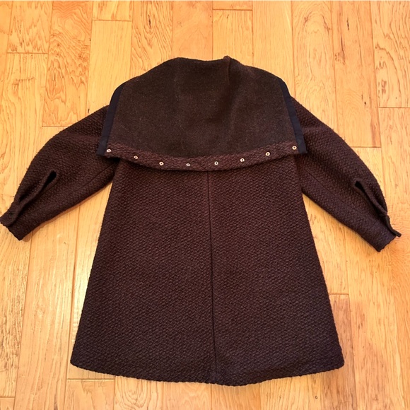 SEE by CHLOE Wool Blend Hooded Coat Medium Brown Snap Closures Pockets - Picture 7 of 14